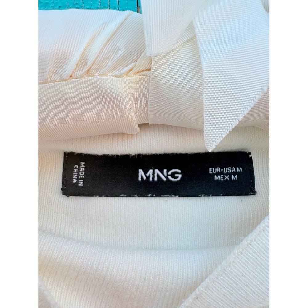 MNG Mango Womens White Mock Neck Long Sleeve Fine Knit Sweater Size M - Picture 5 of 8